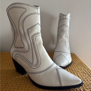 White Leather Cowboy Boots